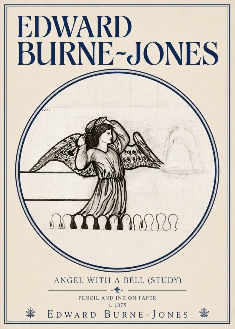 Edward Burne-Jones Angel with a Bell (Study) No3 - Poszter