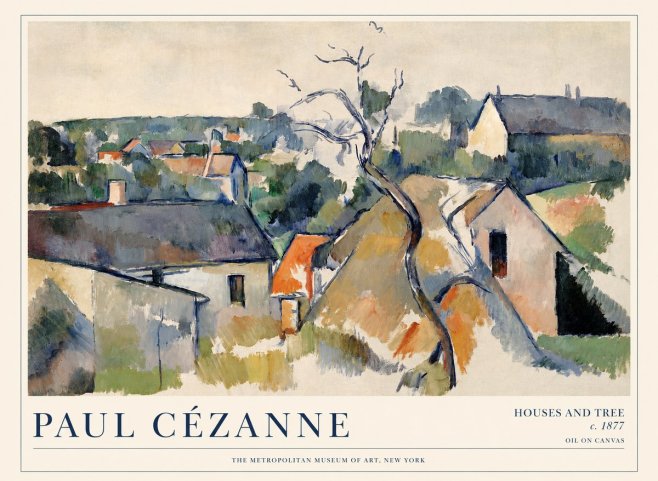 Paul Cézanne Houses and Tree No1 - Poszter