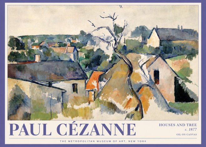 Paul Cézanne Houses and Tree No3 - Poszter