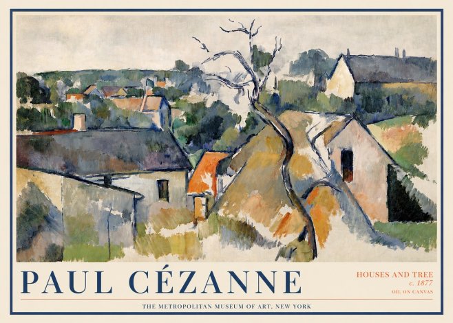Paul Cézanne Houses and Tree No4 - Poszter