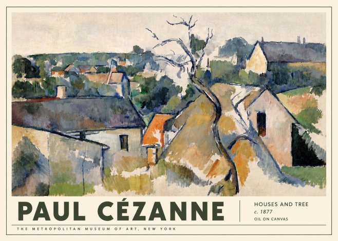 Paul Cézanne Houses and Tree No5 - Poszter