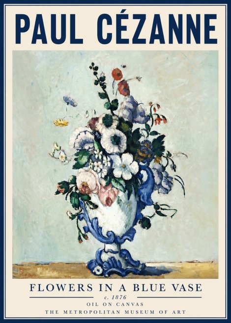 Paul Cézanne Flowers in a Blue Vase No4 - Poszter