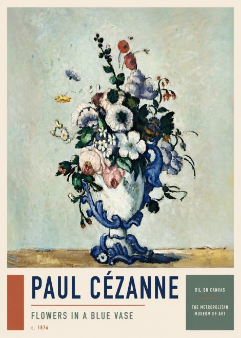 Paul Cézanne Flowers in a Blue Vase No5 - Poszter