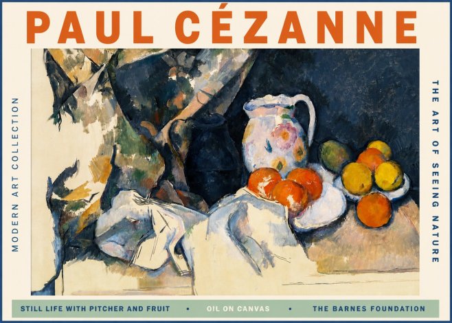 Paul Cézanne Still Life with Pitcher and Fruit No2 - Poszter