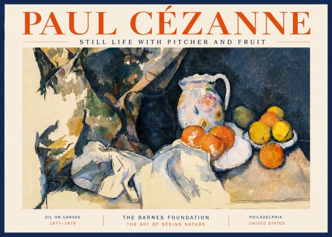 Paul Cézanne Still Life with Pitcher and Fruit No6 - Poszter