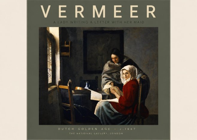 Vermeer A Lady Writing a Letter with Her Maid I No5 - Poszter