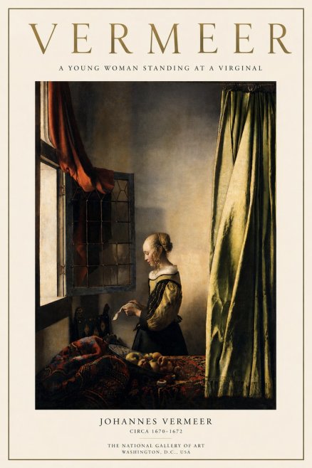 Vermeer A Young Woman Standing at a Virginal No3 - Poszter