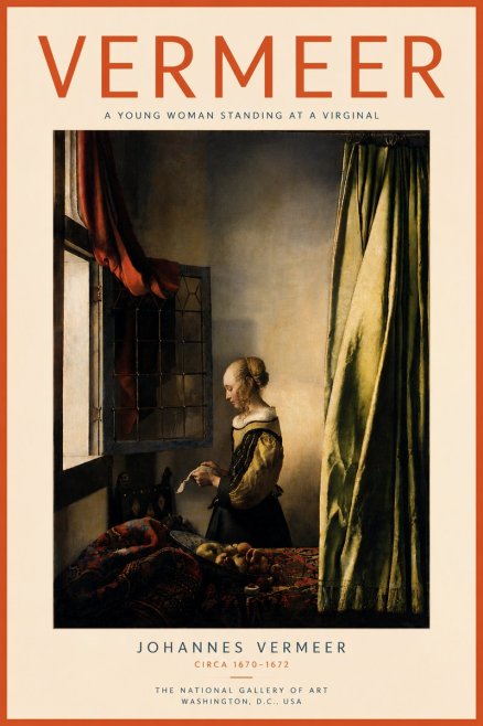 Vermeer A Young Woman Standing at a Virginal No6 - Poszter
