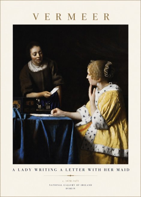 Vermeer A Lady Writing a Letter with Her Maid II No5 - Poszter