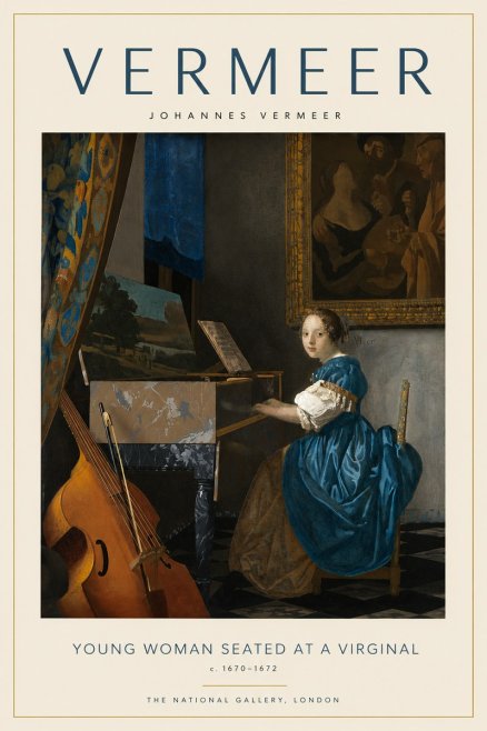 Vermeer Young Woman Seated at a Virginal No4 - Poszter