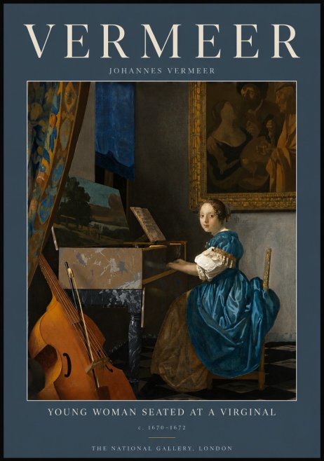 Vermeer Young Woman Seated at a Virginal No5 - Poszter