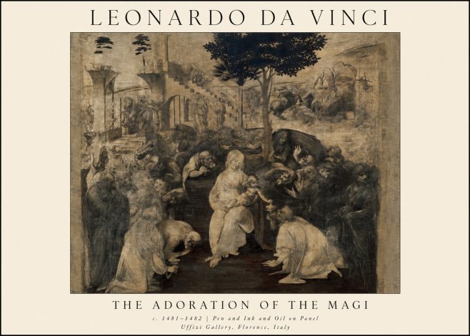 Leonardo da Vinci The Adoration of the Magi No1 - Poszter