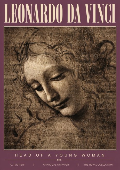 Leonardo da Vinci Head of a Young Woman II No4 - Poszter