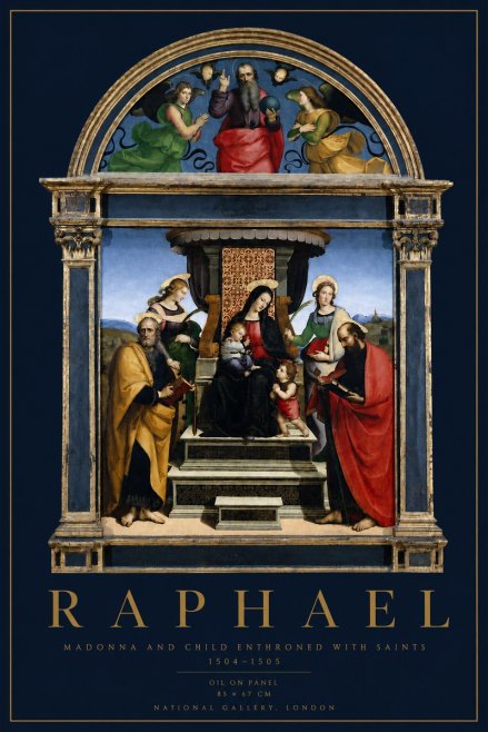 Raphael Madonna and Child Enthroned with Saints No3 - Poszter