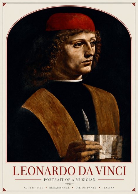 Leonardo da Vinci Portrait of a Musician No3 - Poszter