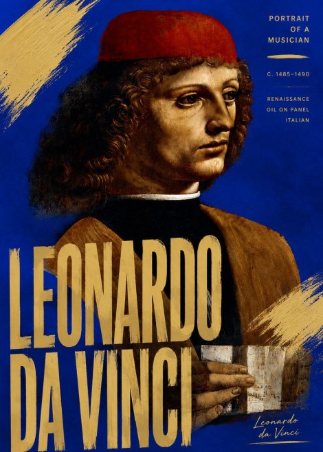 Leonardo da Vinci Portrait of a Musician No5 - Poszter