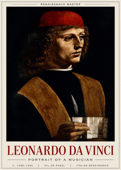 Leonardo da Vinci Portrait of a Musician No6 - Poszter