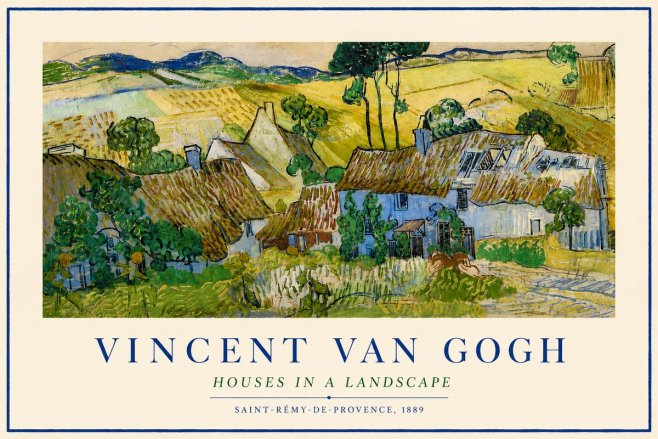 Van Gogh Houses in a Landscape No3 - Poszter