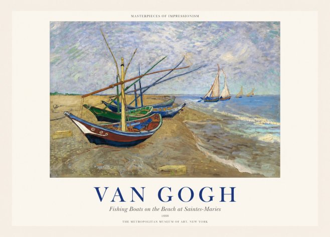Van Gogh Fishing Boats on the Beach at Saintes-maries No1 - Poszter