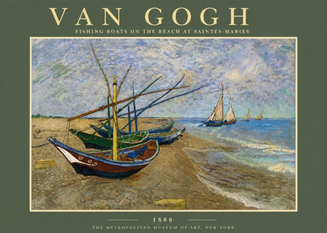 Van Gogh Fishing Boats on the Beach at Saintes-maries No5 - Poszter