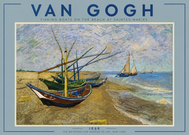Van Gogh Fishing Boats on the Beach at Saintes-maries No6 - Poszter