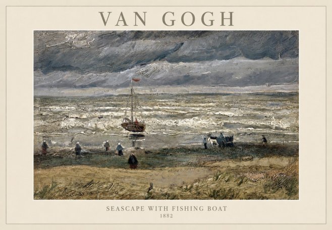 Van Gogh Seascape with Fishing Boat No1 - Poszter