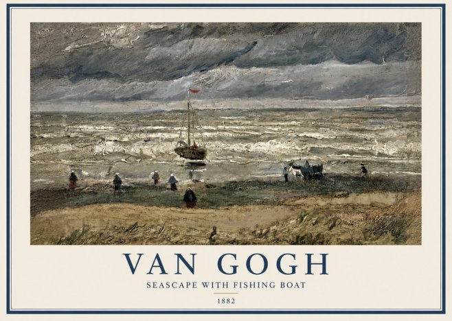 Van Gogh Seascape with Fishing Boat No2 - Poszter