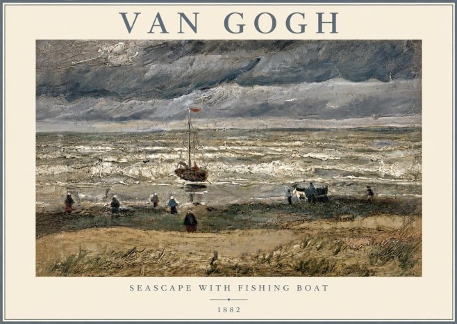 Van Gogh Seascape with Fishing Boat No4 - Poszter