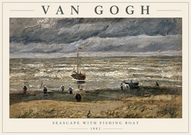 Van Gogh Seascape with Fishing Boat No6 - Poszter