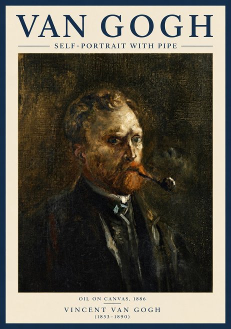 Van Gogh Self-portrait with Pipe No6 - Poszter