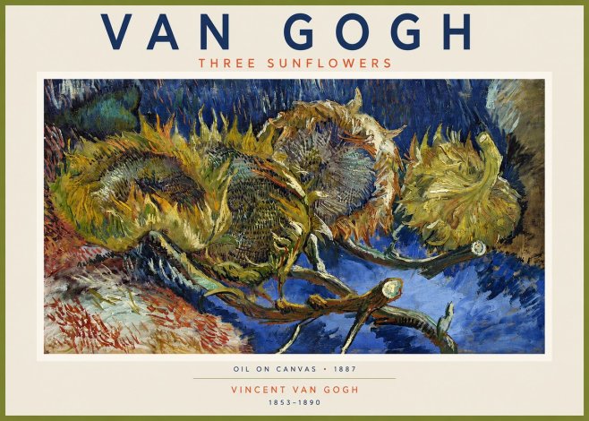 Van Gogh Three Sunflowers No2 - Poszter