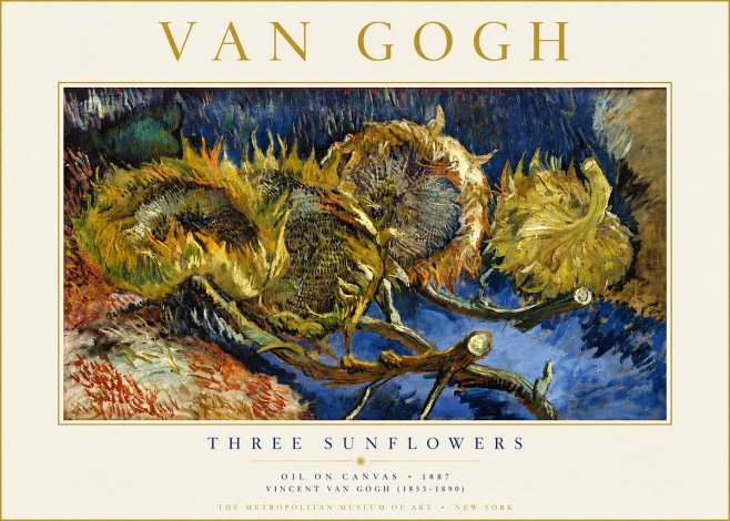 Van Gogh Three Sunflowers No3 - Poszter