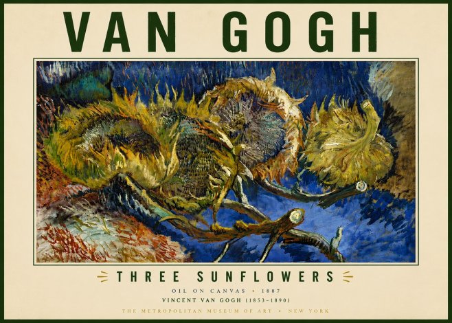 Van Gogh Three Sunflowers No6 - Poszter