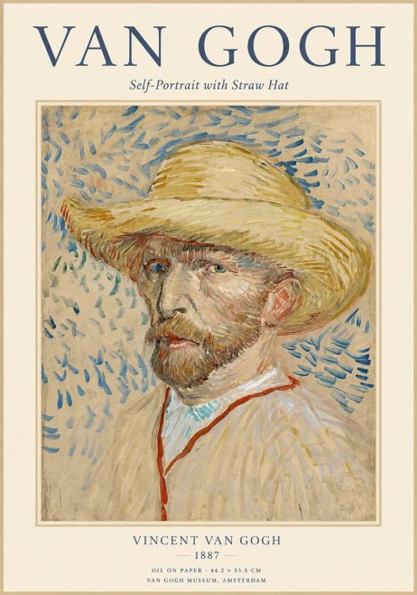 Van Gogh Self-portrait with Straw Hat II No1 - Poszter