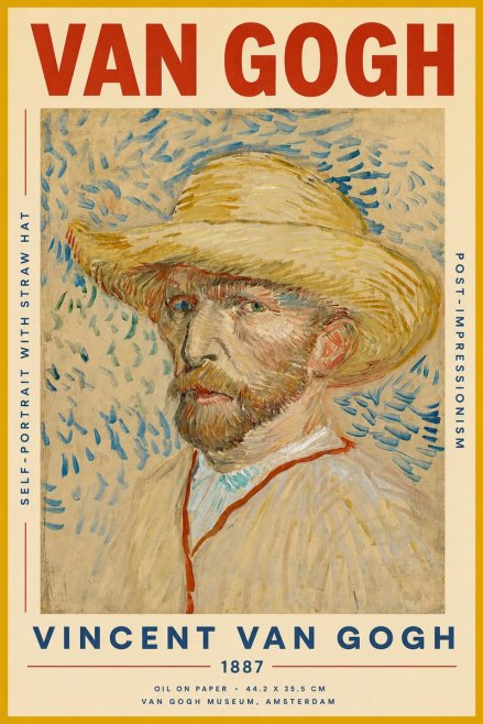 Van Gogh Self-portrait with Straw Hat II No2 - Poszter