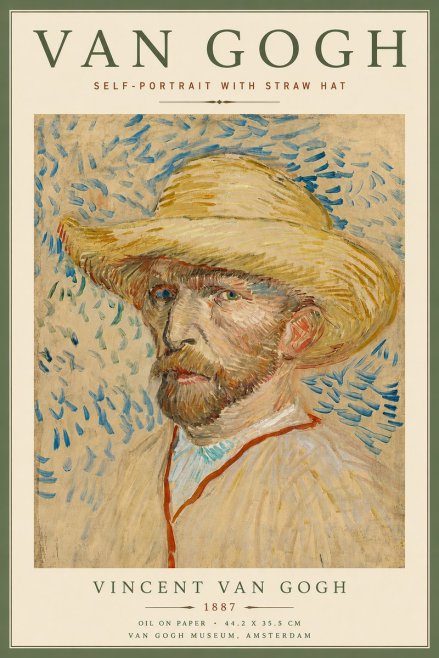 Van Gogh Self-portrait with Straw Hat II No4 - Poszter