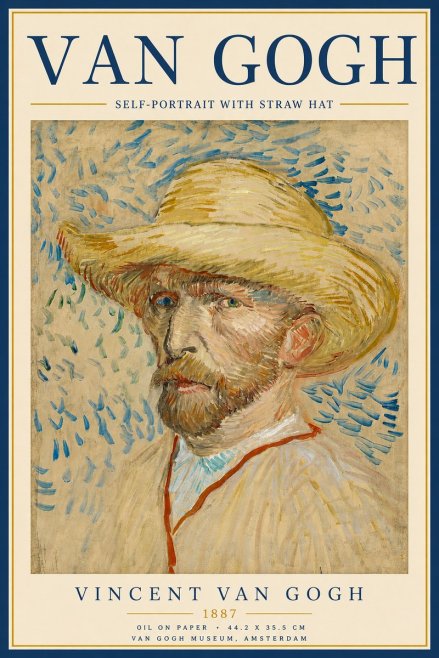 Van Gogh Self-portrait with Straw Hat II No5 - Poszter