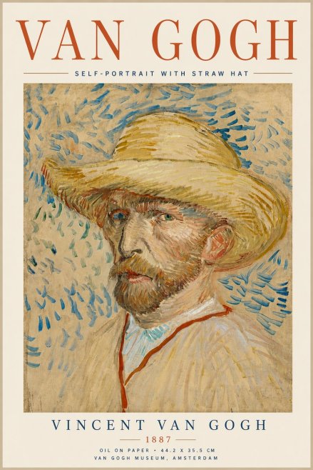 Van Gogh Self-portrait with Straw Hat II No6 - Poszter