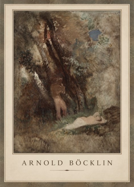 Arnold Böcklin Pan Frightening a Nymph No1 - Poszter