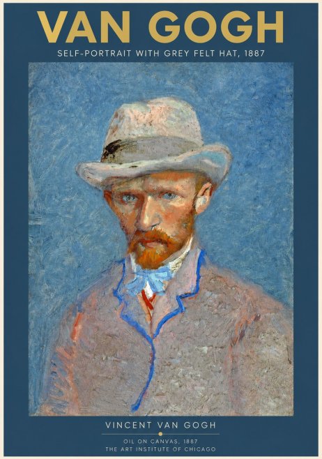 Van Gogh Self-portrait with Grey Felt Hat II No2 - Poszter