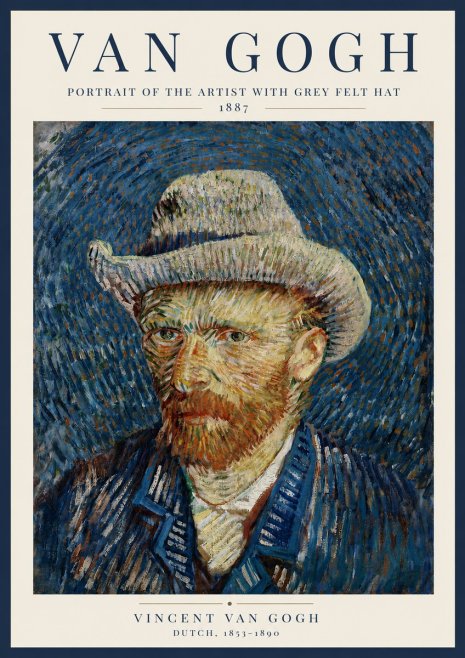 Van Gogh Portrait of the Artist with Grey Felt Hat No4 - Poszter