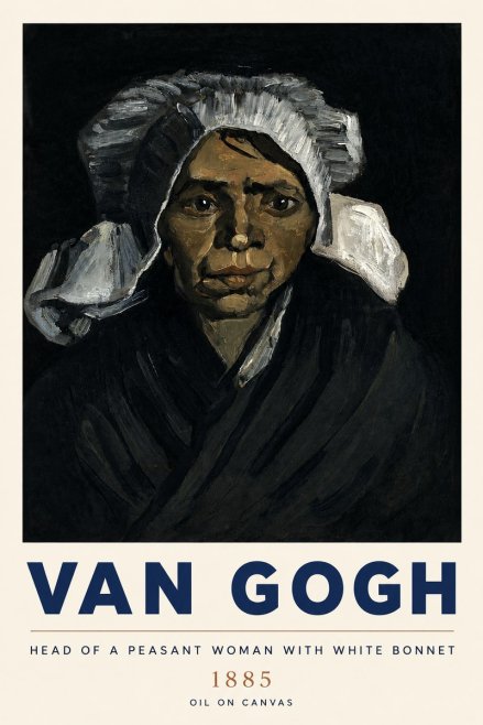 Van Gogh Head of a Peasant Woman with White Bonnet No3 - Poszter