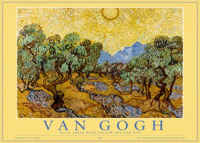 Van Gogh Olive Trees with Yellow Sky and Sun No3 - Poszter