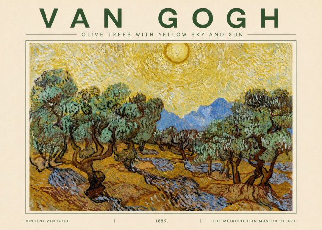 Van Gogh Olive Trees with Yellow Sky and Sun No4 - Poszter
