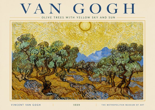 Van Gogh Olive Trees with Yellow Sky and Sun No5 - Poszter