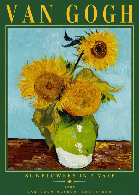 Van Gogh Sunflowers in a Vase No4 - Poszter