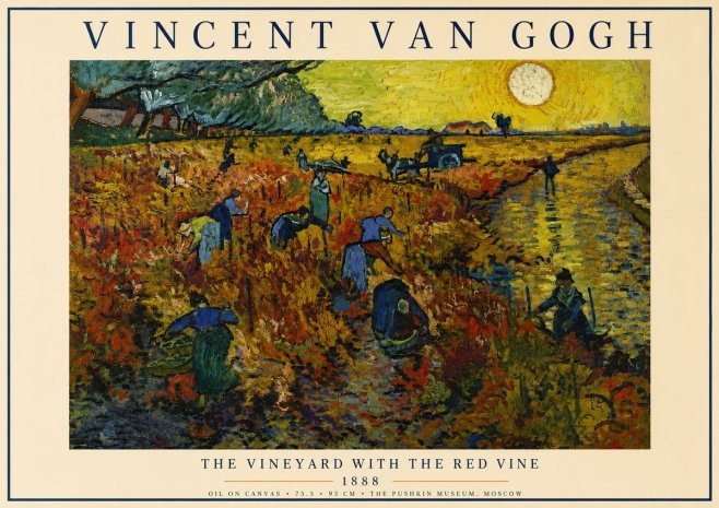 Van Gogh The Vineyard with the Red Vine No3 - Poszter