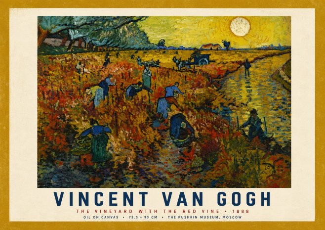 Van Gogh The Vineyard with the Red Vine No4 - Poszter