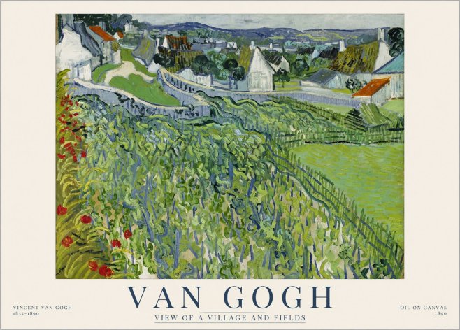 Van Gogh View of a Village and Fields No1 - Poszter