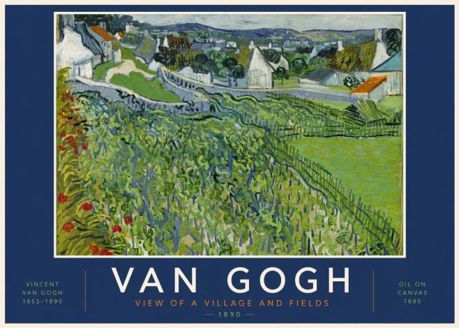 Van Gogh View of a Village and Fields No3 - Poszter